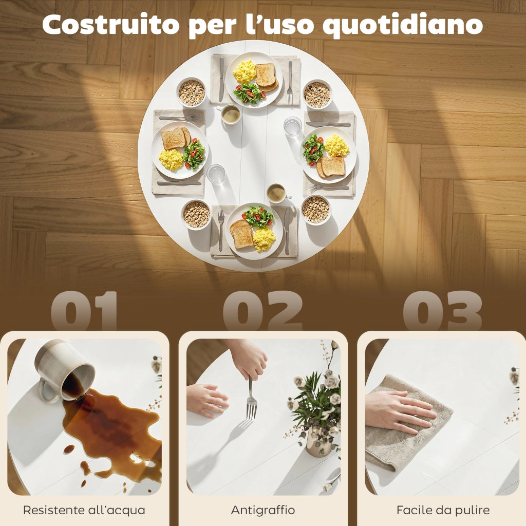 Tavolo da Pranzo Pieghevole e Estensibile Salvaspazio ¨C Zephmum ¨C Bianco