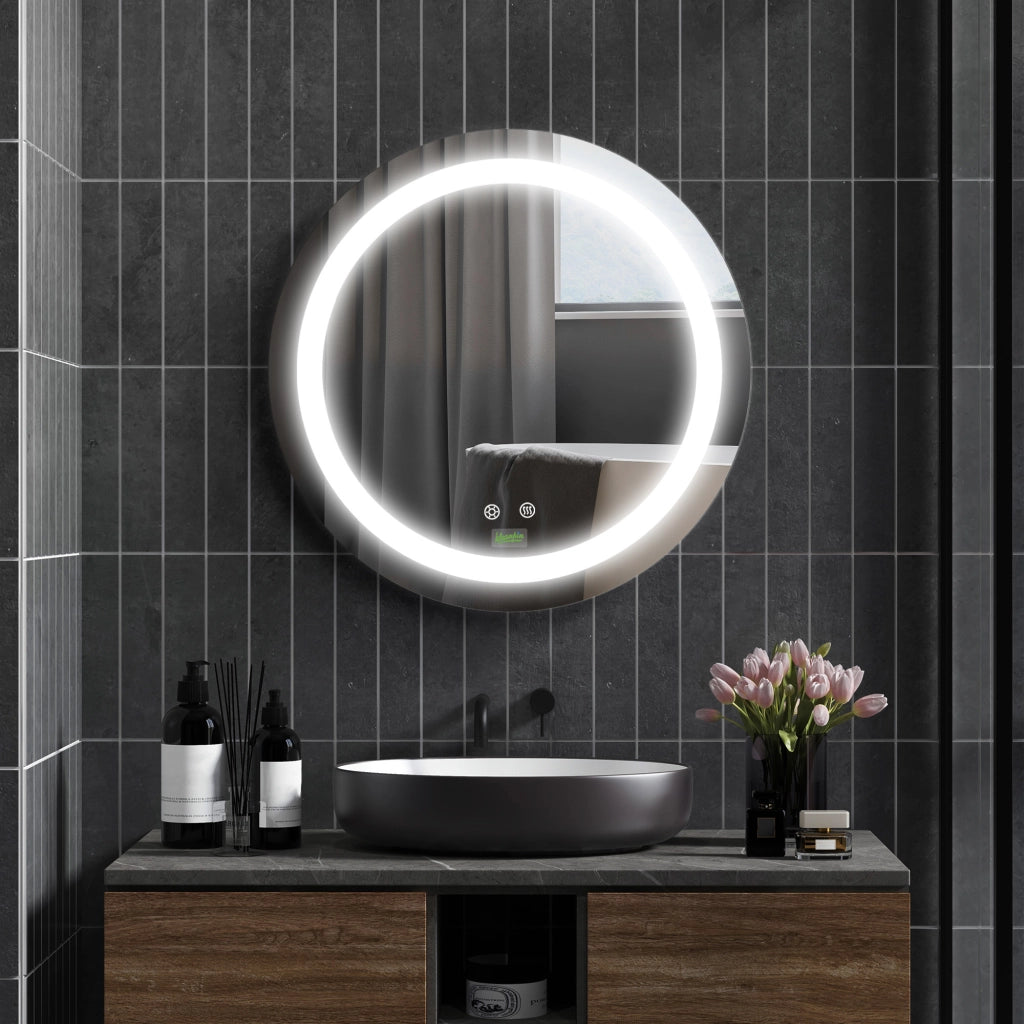 Specchio da bagno con luce LED ¨C Minimal ¨C ?50x4,6 cm argento