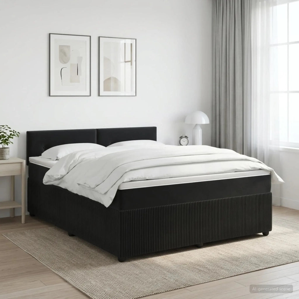 Letto box spring con materasso Nero 140 x 200 cm Velluto 3451693