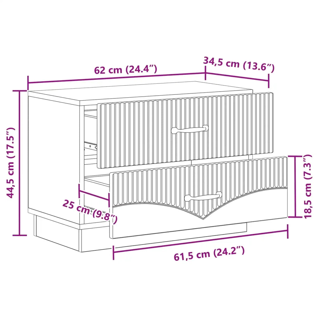 Comodino | Armadio da Notte | Mobiletto da notte Nero 62 x 34,5 x 44,5 cm Legno ingegnerizzato