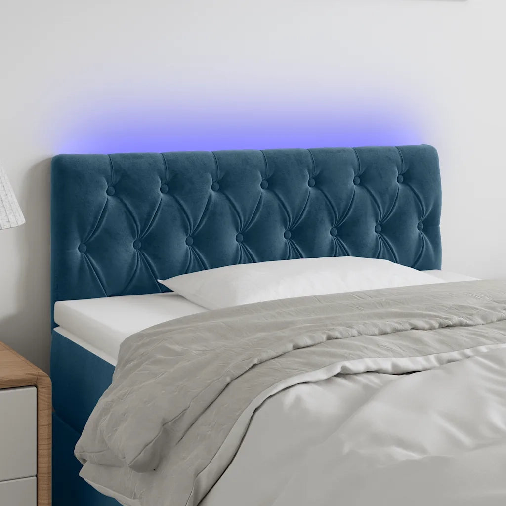 Testiera a LED-Testata con LED Blu Scuro 100x7x78/88 cm in Velluto