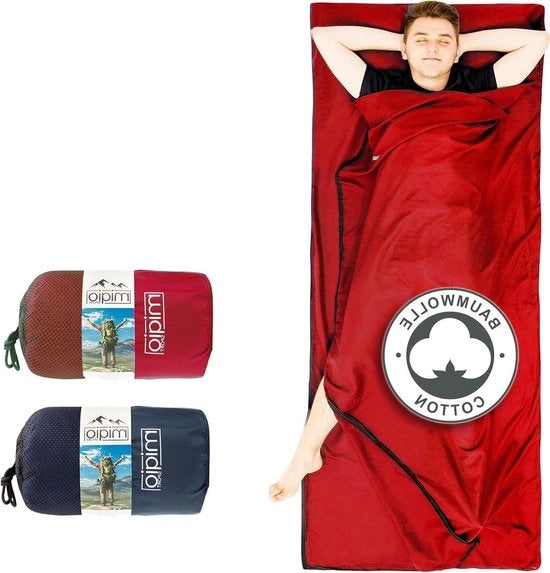Sacco da letto in cotone e tenda da campeggio leggera a due posti XL con funzione 2-in-1