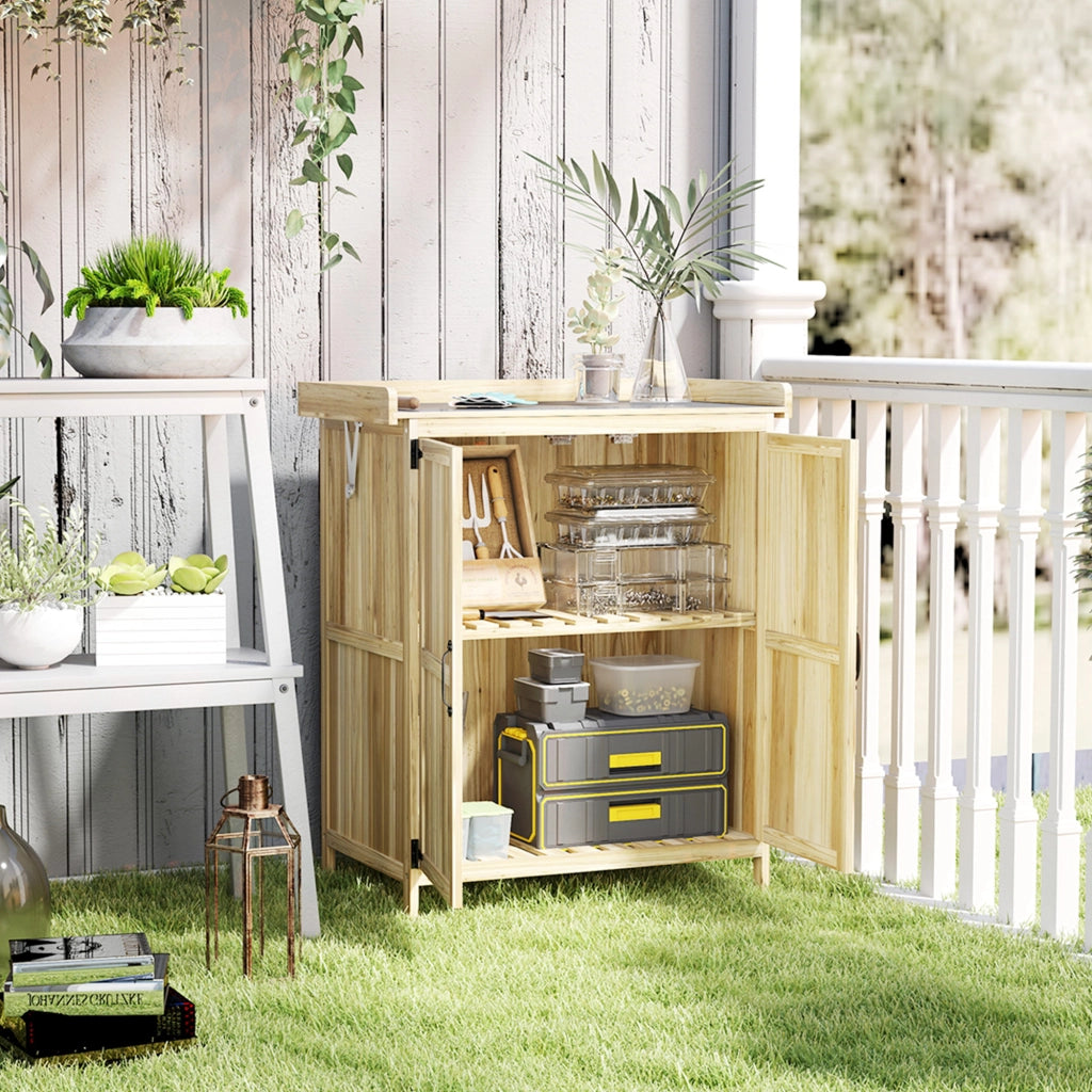 Armadio da giardino con ripiano ¨C zephmum ¨C legno e acciaio