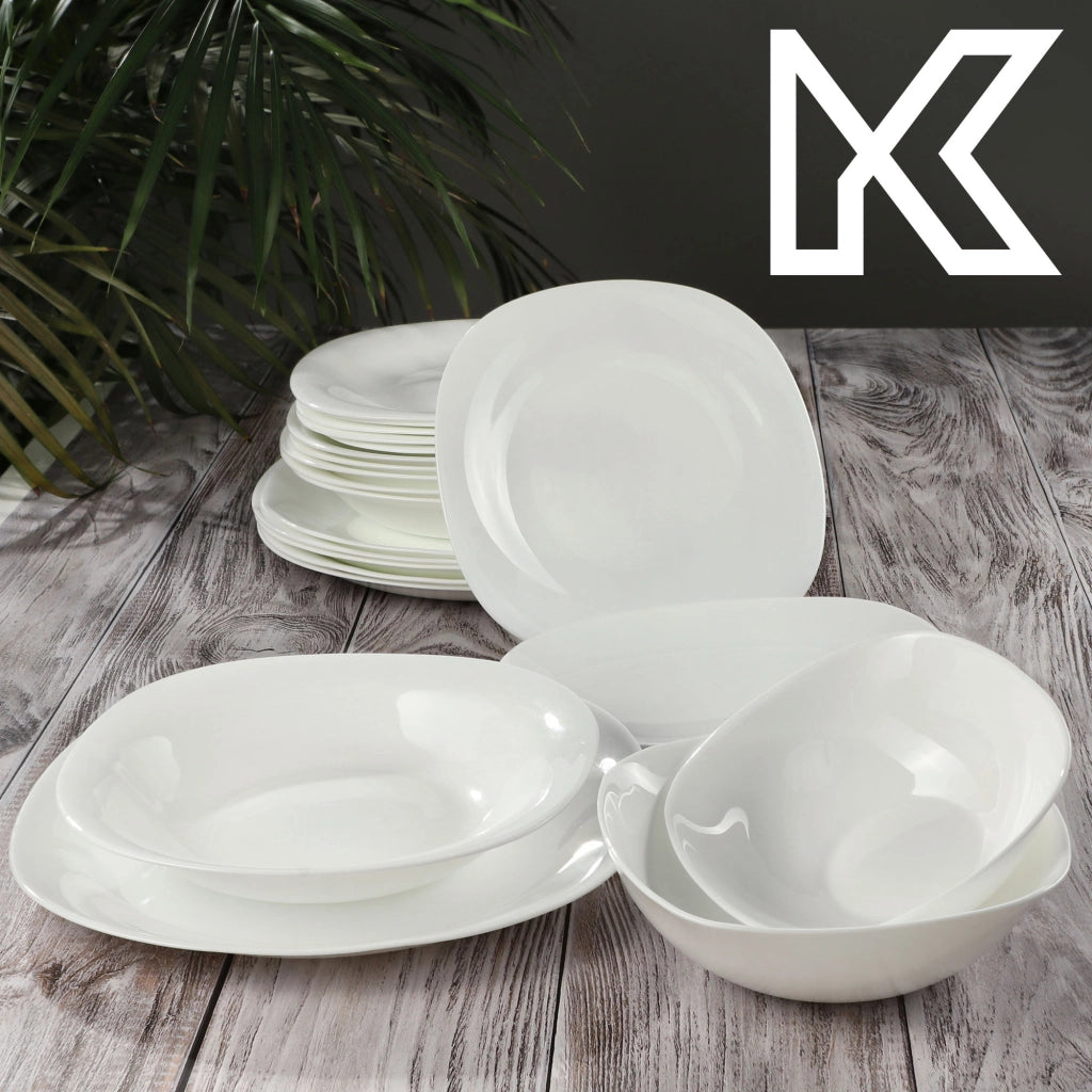 Set di stoviglie KADAX da 12 piatti, colore bianco