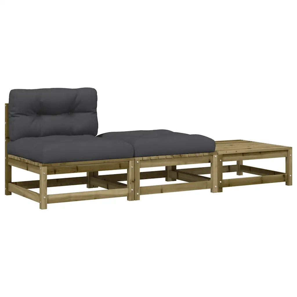 Divano da Giardino Senza Braccioli con Cuscini e Poggiapiedi-Sofa da Giardino-Divano da esterno 154575
