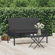 Panca da Giardino con Cuscino Nera 105 cm in Polyrattan 362168