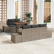 Set da Pranzo per Giardino con cuscino 6 pcs Grigio e Marrone 3349901