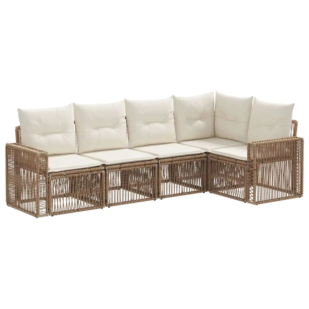Set Divano da Giardino 5 pz Beige e Bianco Crema polyrattan 3435123