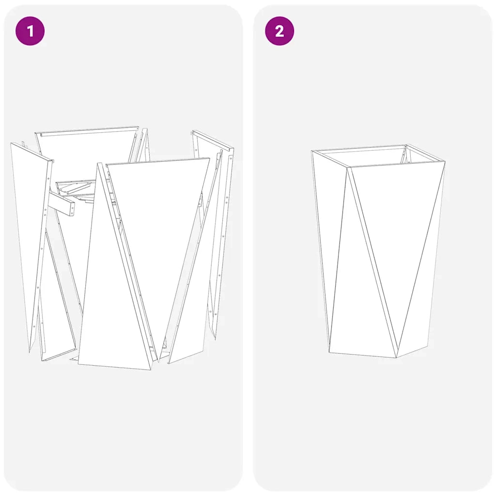 Fioriera 2 pz-Set di 2 Vaso-Contenitore per Piante Nero 40 x 40 x 75 cm Acciaio