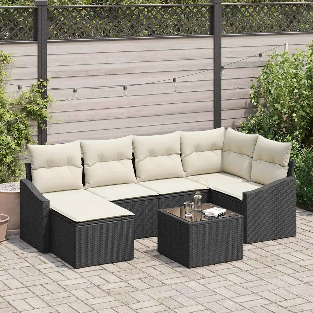 Set da Pranzo per Giardino con cuscino 7 pcs Marrone e Crema 3355466