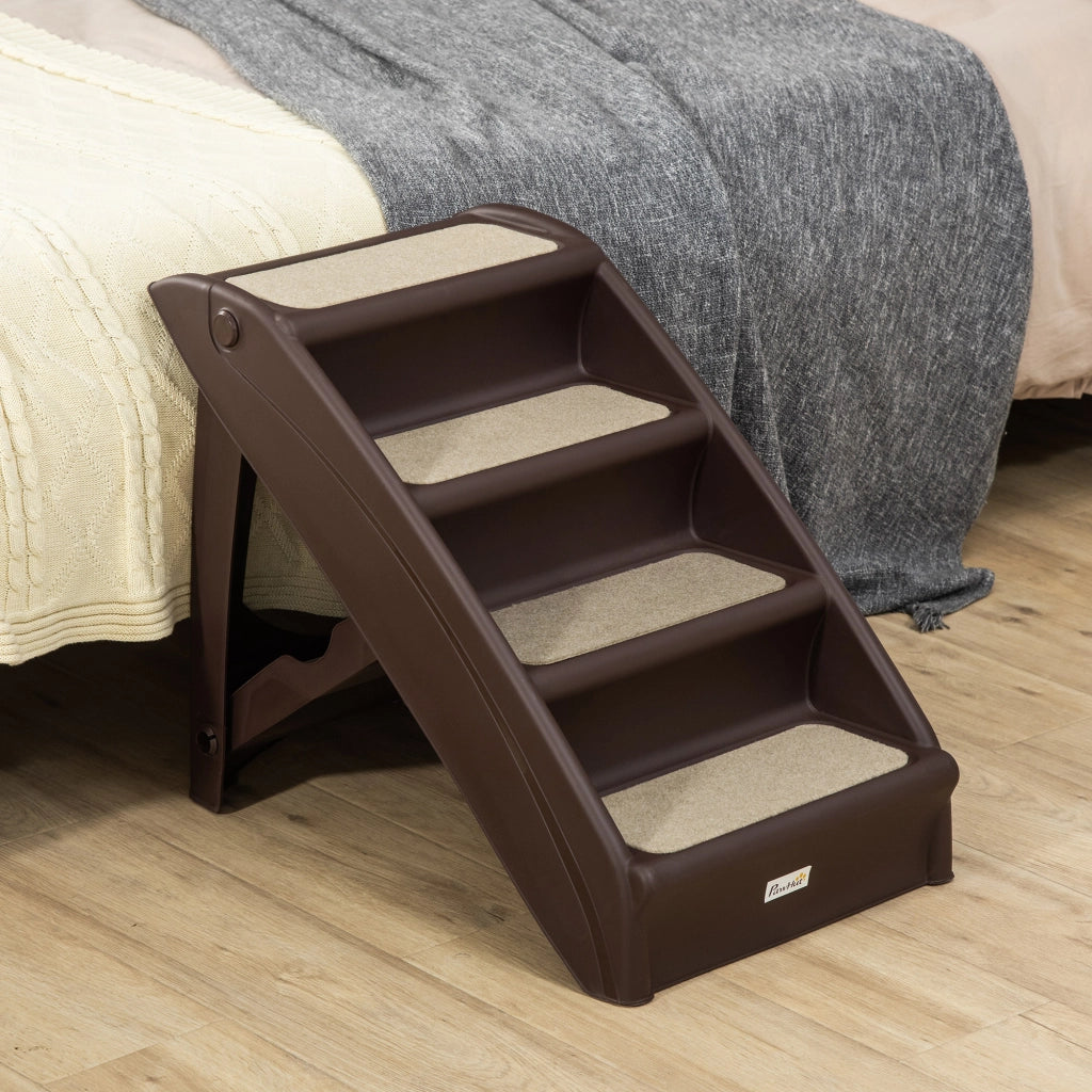 Scaletta Pieghevole per Cani ¨C Xylo ¨C 4 Gradini Antiscivolo PP Marrone