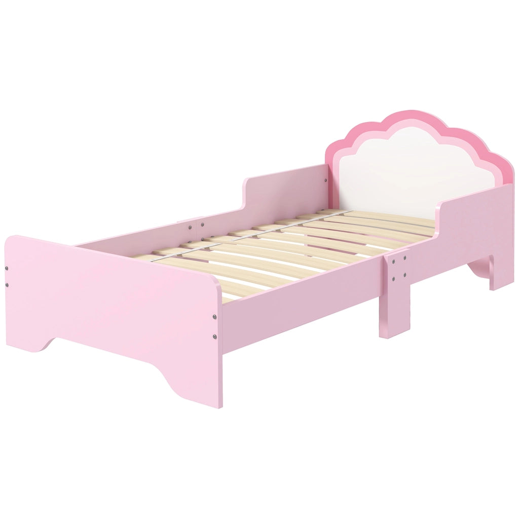 Letto Bambini 70x140 cm con Barriera Anticaduta e Testiera a Forma di Nuvola Rosa ¨C Minimal ¨C 70x140