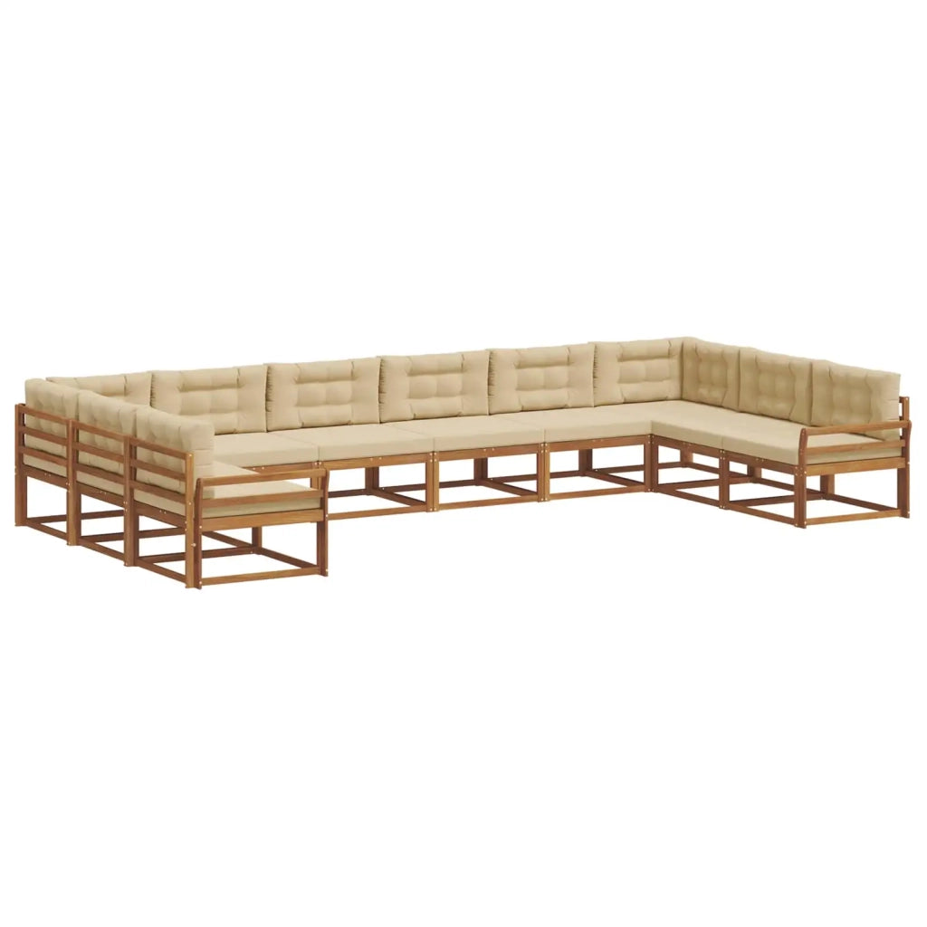 Set di divani da esterno con cuscino 10 pcs Naturale e Beige 3368241