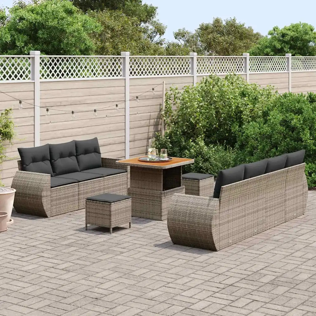 Set Divano da Giardino con cuscino 10 pcs Grigio polyrattan 3361838