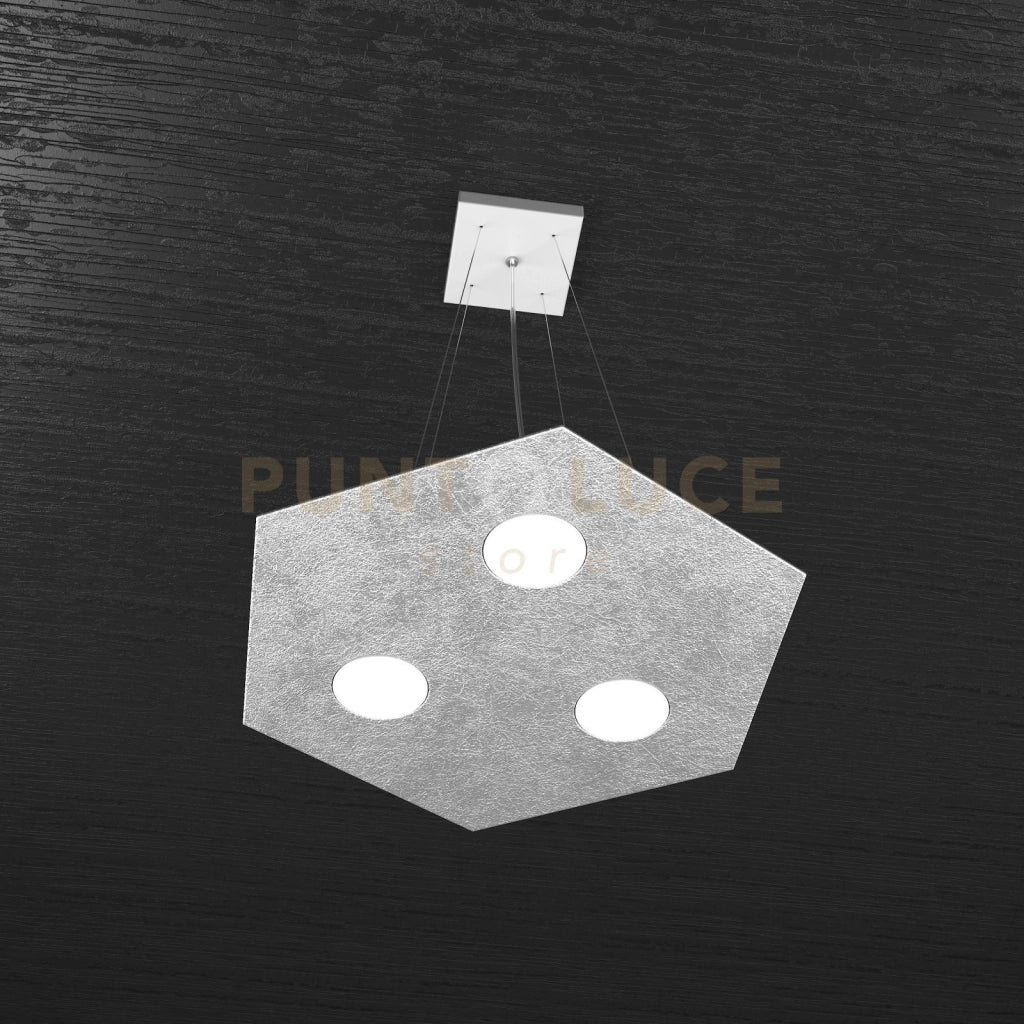 EXAGON SOSPENSIONE 3 LUCI FOGLIA ARGENTO 1142-SP-FA