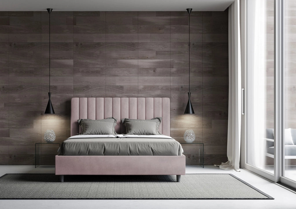 BS COM Letto una piazza e mezza contenitore imbottito 130x210 microfibra glicine