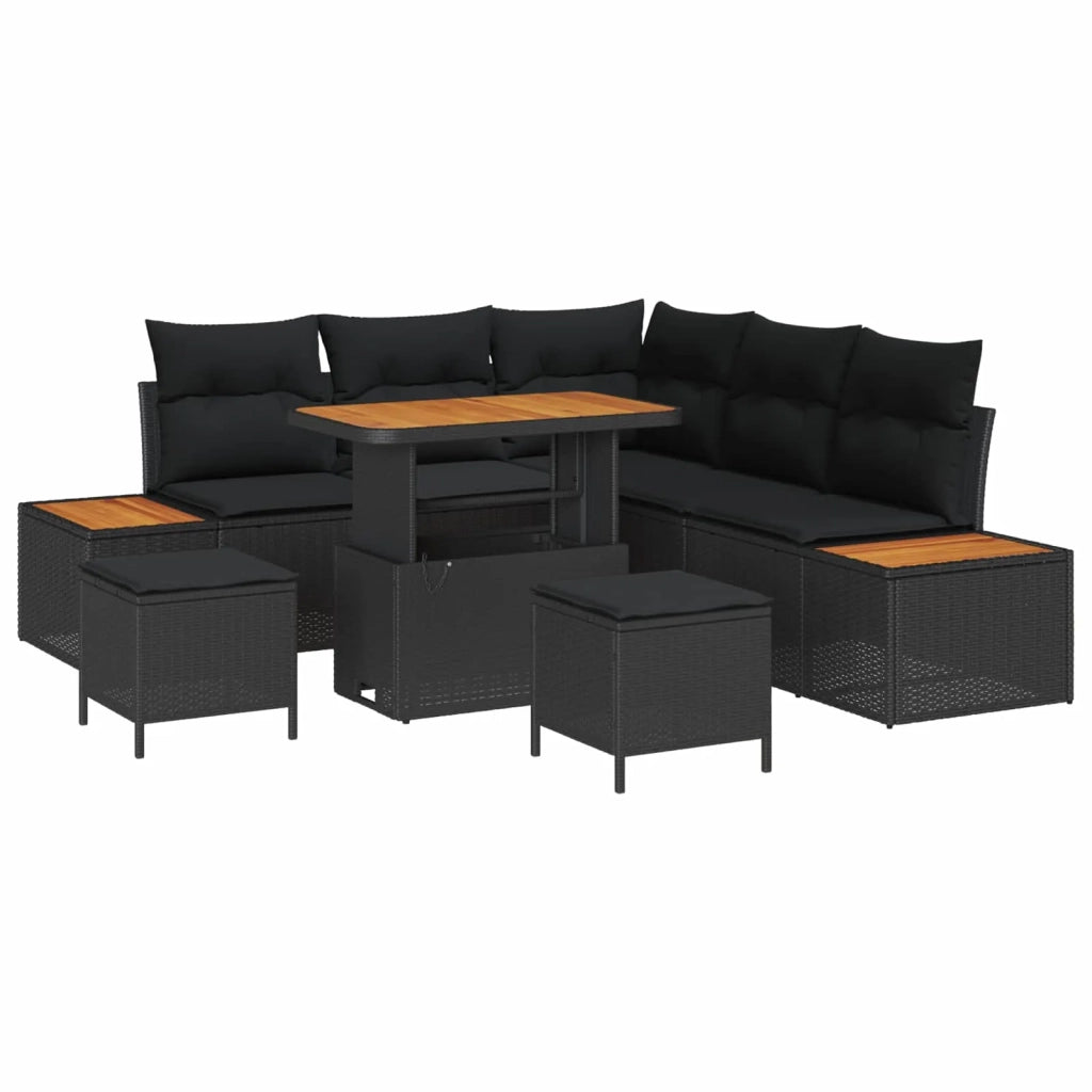 Set Divano da Giardino 8 pcs Nero polyrattan 3362914