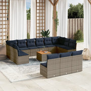 Set Divani da Giardino 14pz con Cuscini in Polyrattan Grigio 3256236