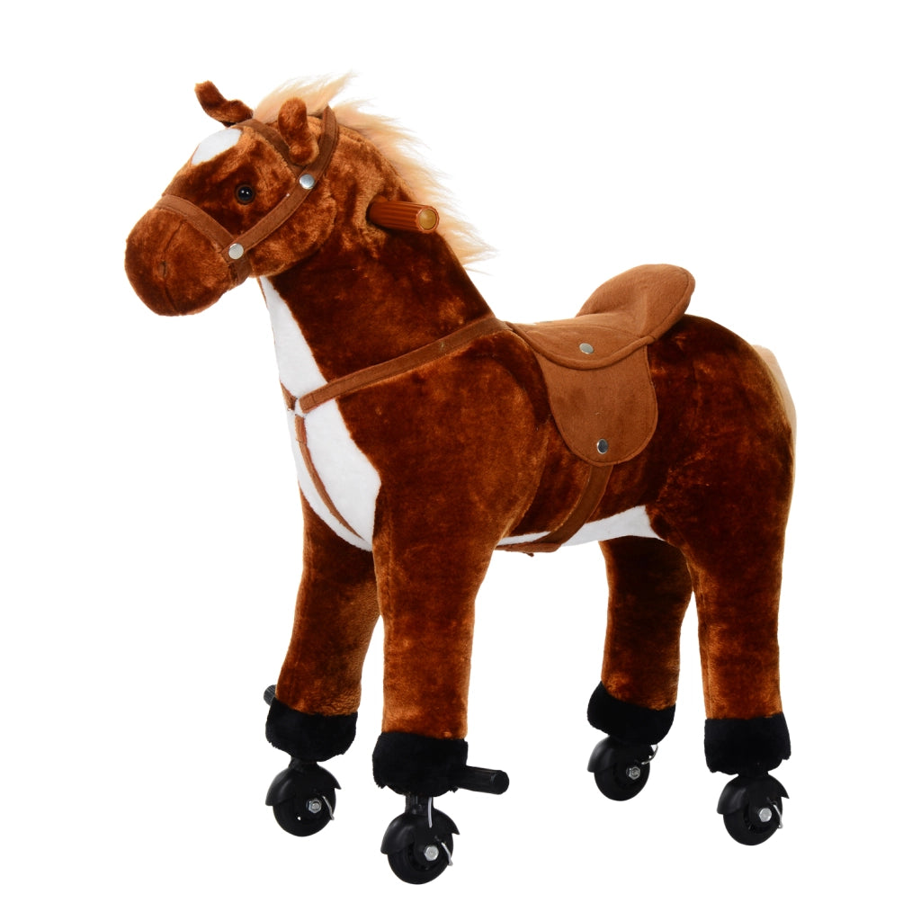 Cavallo a Dondolo Bambini Imbottito con Suoni ¨C Minimal ¨C Marrone 65x28x75