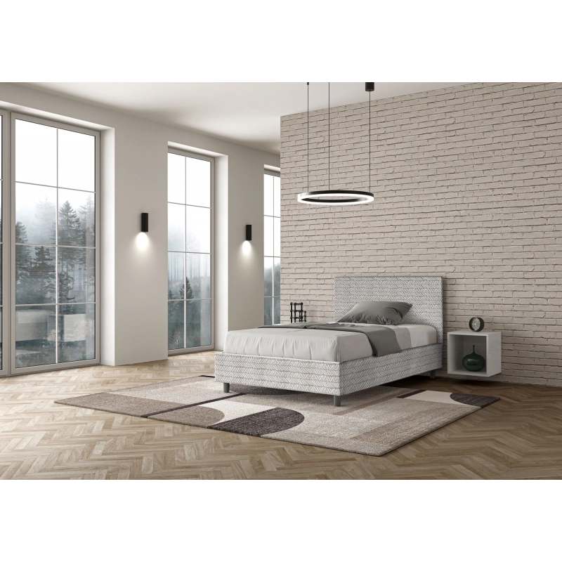 Letto imbottito 1 piazza e mezza 120x200 cm tessuto Aragona Adele - Bianco,Senza rete