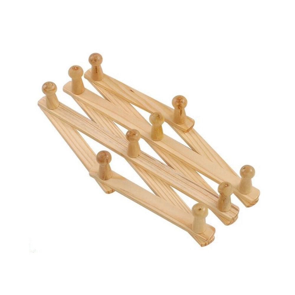 Trade Shop - Appendiabiti Appendipanni Da Parete Legno 10 Posti A Fisarmonica Estensibile -