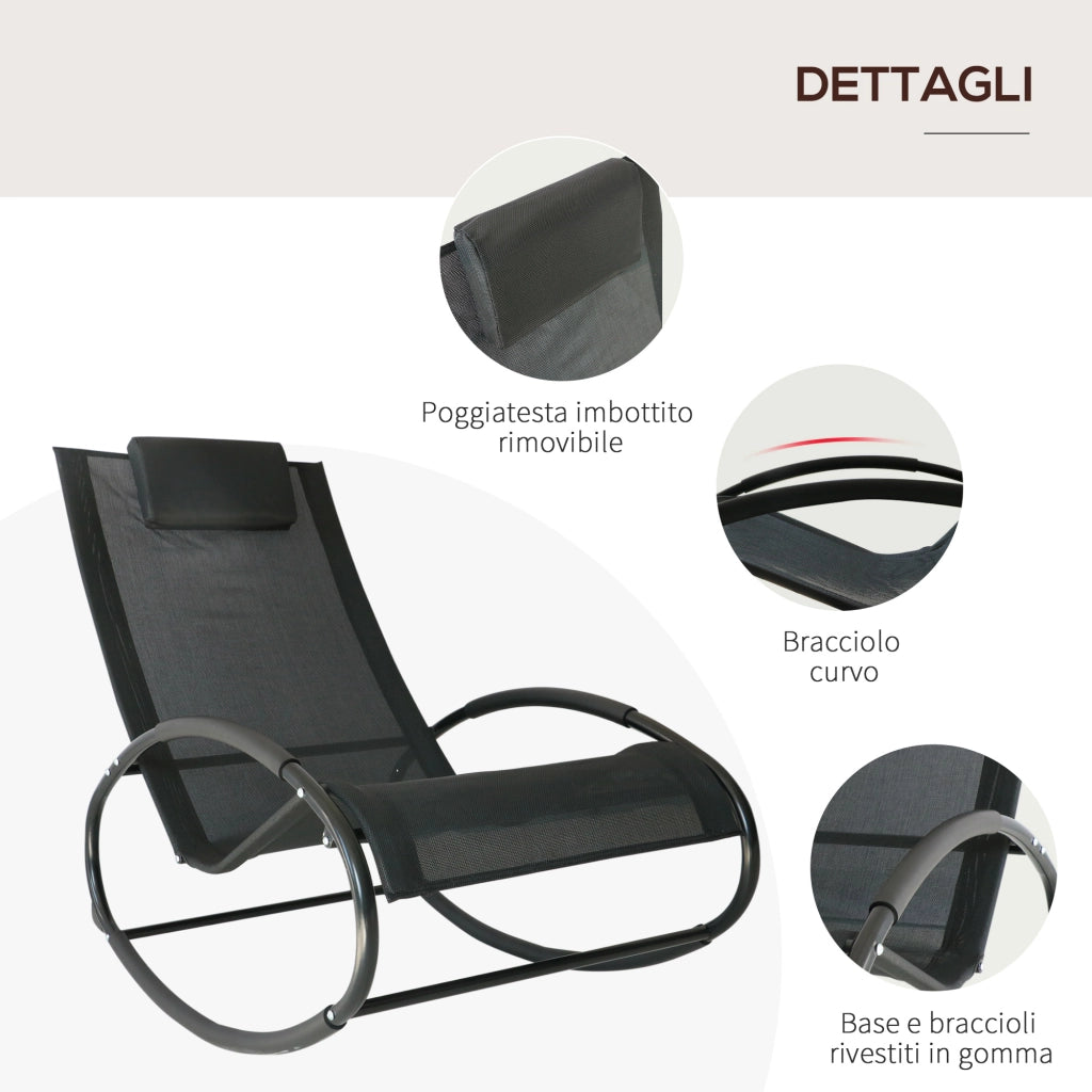 Sdraio da Giardino Zero Gravity con Cuscino ¨C zephmum ¨C Nero 105x62x88cm