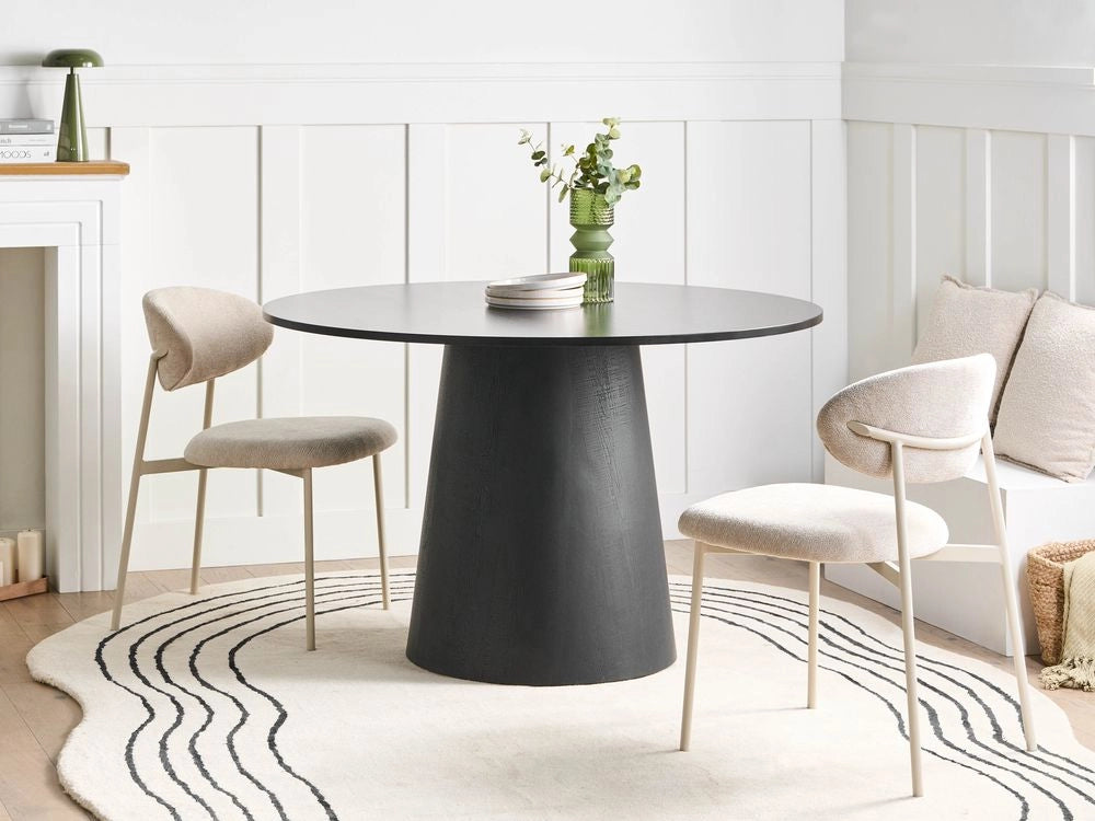 Tavolo da pranzo con base a piedistallo nera in stile tradizionale rotondo ⌀ 120 cm Sala da pranzo