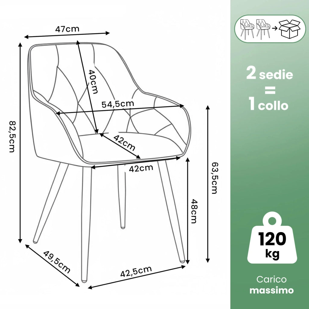 Set di 2 Sedie in velluto trapuntato DIAMANTE Beige gambe nere
