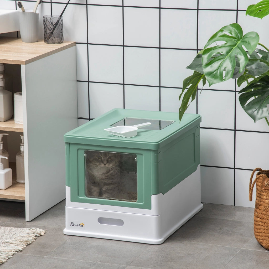 Casetta per Gatti ¨C Minimal ¨C Verde e Bianco 47.5x35.5x36.7 cm