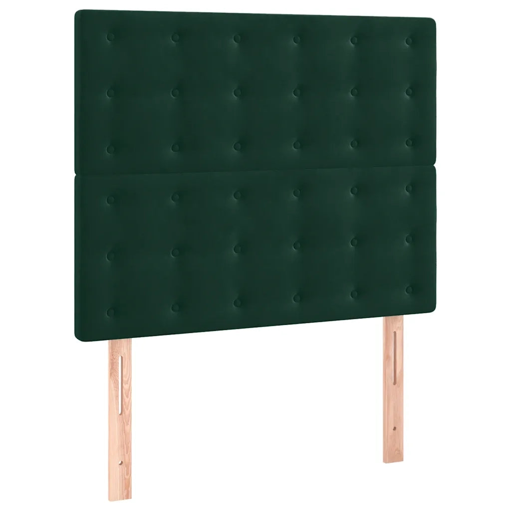 Letto a Molle con Materasso e LED Verde Scuro 80x200cm Velluto