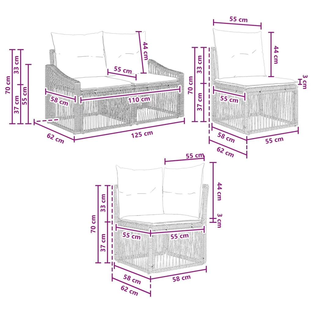 Set Divano da Giardino 12 pz Grigio polyrattan 3436181