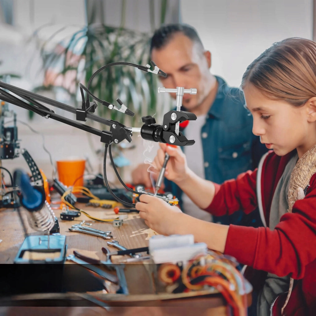 Supporto Universale con 4 Bracci Flessibili e Morsetti – Precisione e Stabilità | Ideale per Elettronica e Modellismo