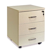 Marvin Cassettiera Ufficio In Legno Chiave Sicurezza Con Ruote Per Scrivania Tavolo 3 Cassetti Ripiani Beige Tramato