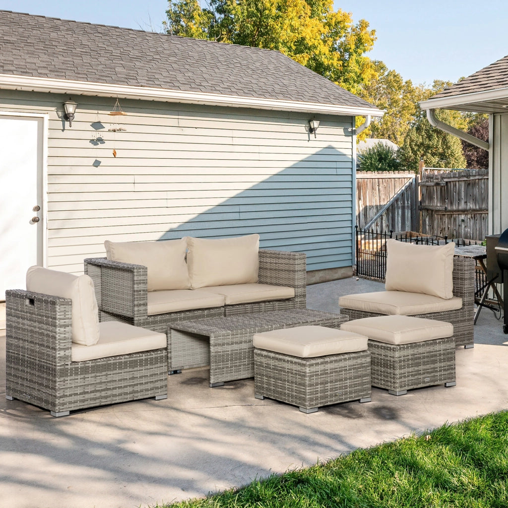 Set da Giardino 8 Pezzi in Rattan con Poltrone e Tavolini ¨C Minimal ¨C Beige