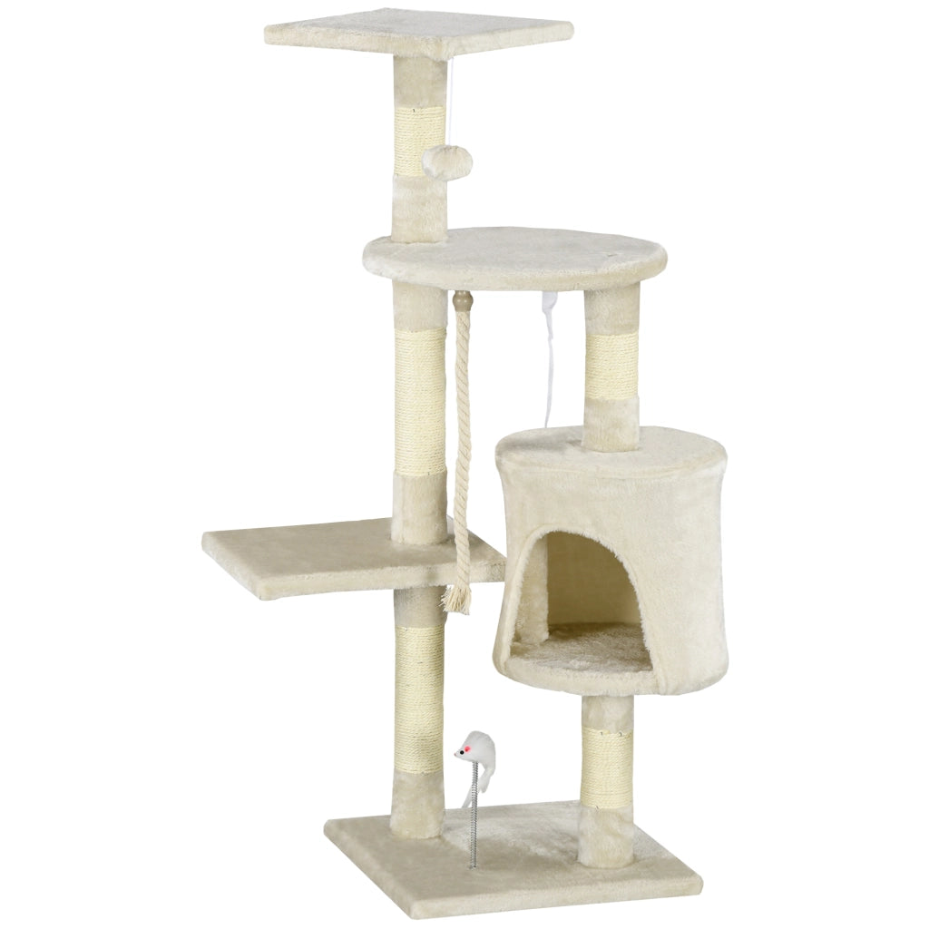 Albero per Gatti con Piattaforme e Giocattoli ¨C Minimal ¨C 116 cm Beige