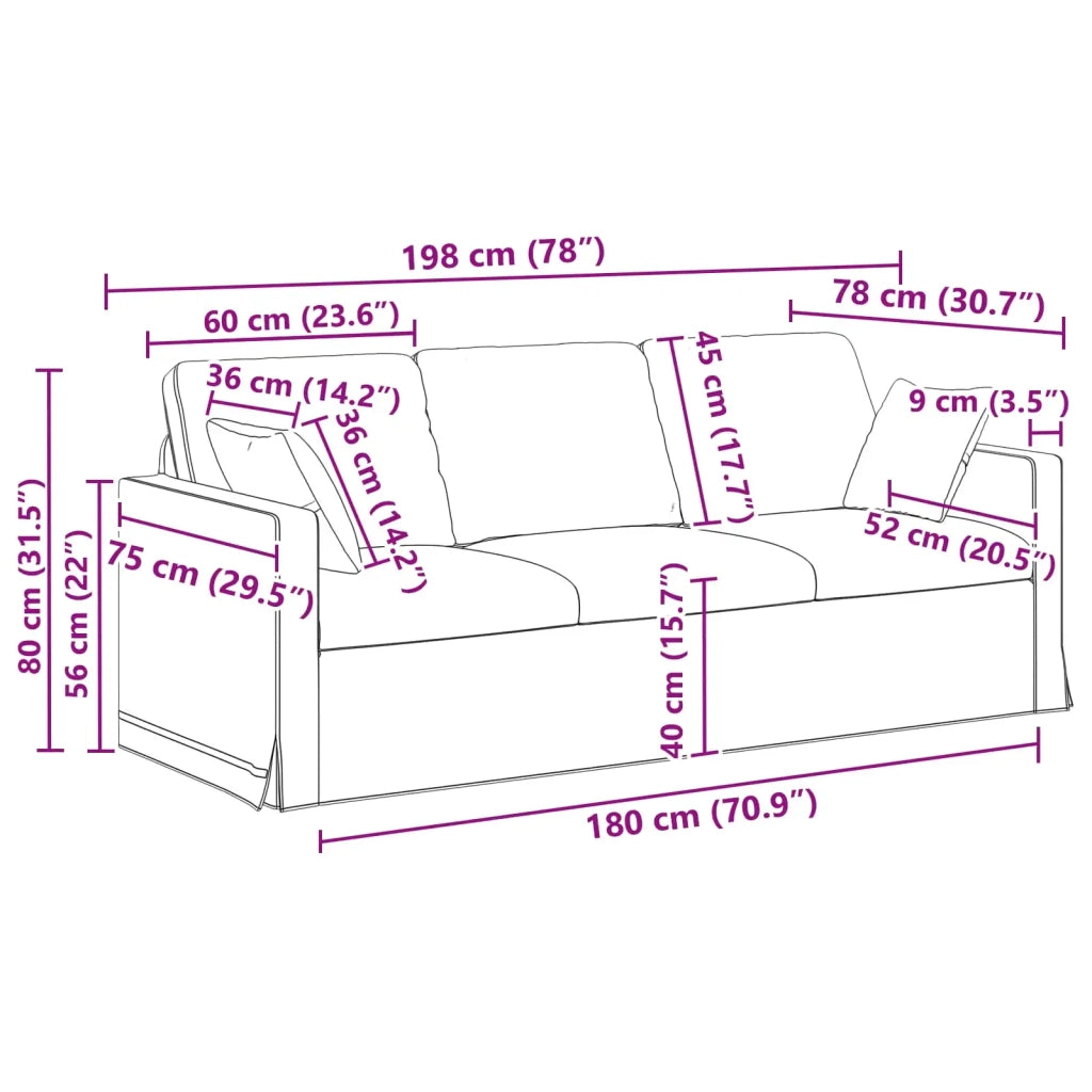 Set di divani 2 pcs Nero 198 x 78 x 80 cm Velluto 3407601