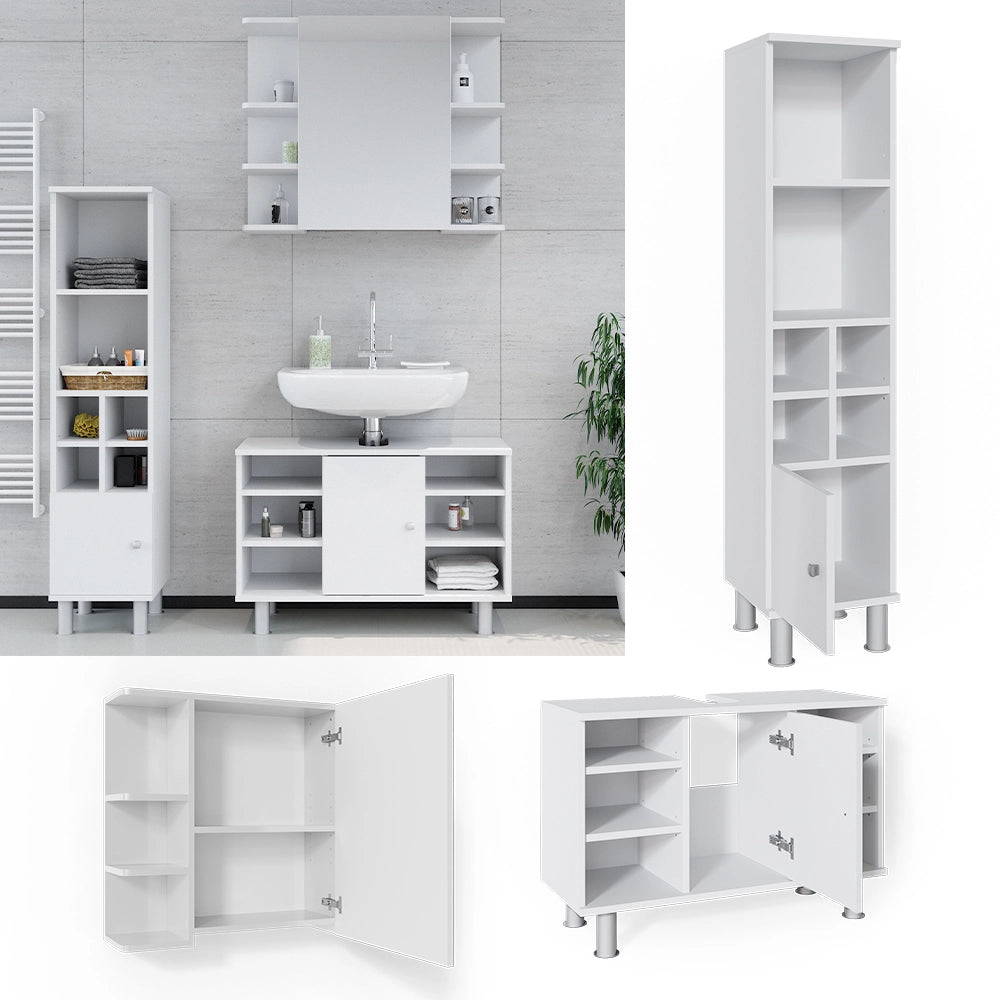 Vicco Set mobili bagno Bianco 3 pezzi, base 80 cm