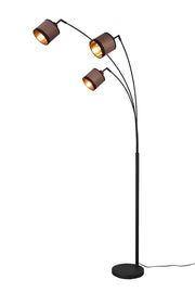 Piantana 3 paralumi, metallo, nero e tortora/oro, H 185 cm, Davos