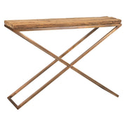 Mobile da ingresso in legno e metallo marrone 112x37x82h