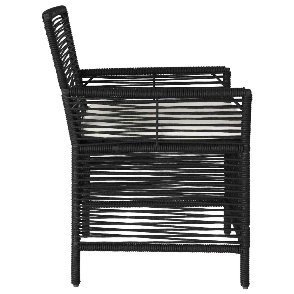 Sedia da giardino con cuscino 2 pz | Sedie da Esterno Nero e Crema polyrattan
