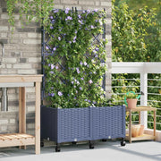 Vaso da giardino con grigliato e ruote 2 pz Grigio PP 3422991