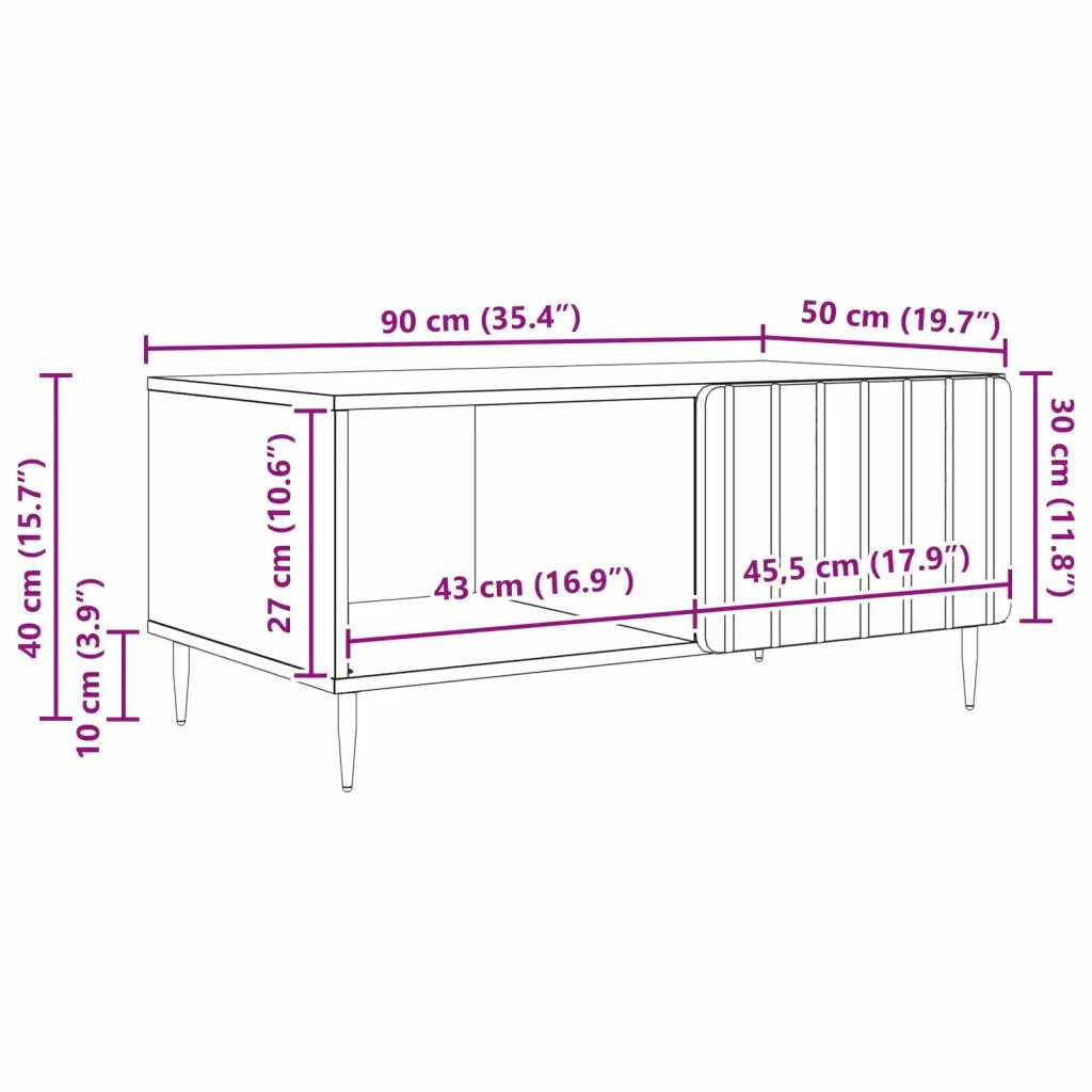 Tavolino da salotto | Tavolino da caff¨¨ | Tavolino da Soggiorno Nero 90 x 50 x 40 cm Legno ingegnerizzato