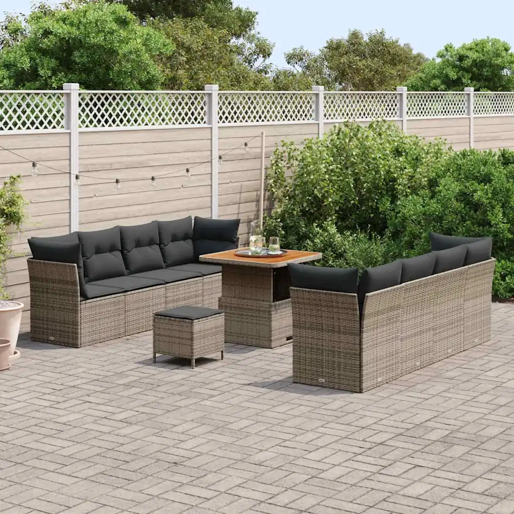 Set Divano da Giardino con cuscino 11 pcs Grigio 3363408