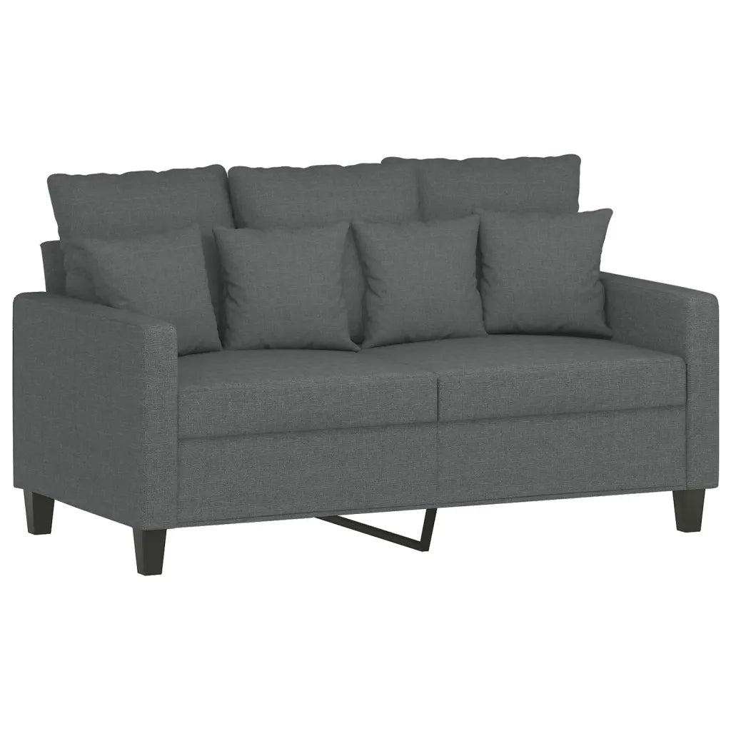 Set di Divani 2 pz con Cuscini Grigio Scuro in Tessuto