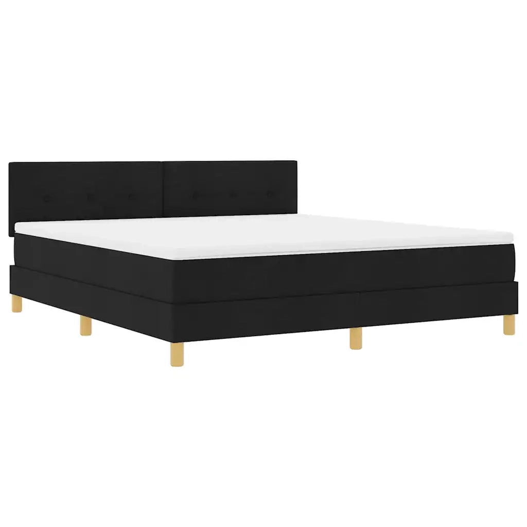 Letto a Sorgente LED con materasso Nero 180 x 200 cm Tessuto