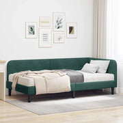 Cornice del letto ad angolo Verde Scuro 90 x 190 cm Velluto