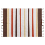 Tappeto marrone e beige strisce cotone 140 x 200 cm rettangolare tessuto a mano