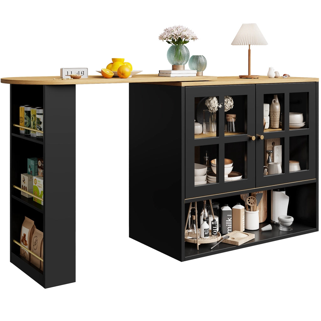 Credenza Girevole 360¡ã con Vetro e Ripiani ¨C MINIMAL ¨C Nero