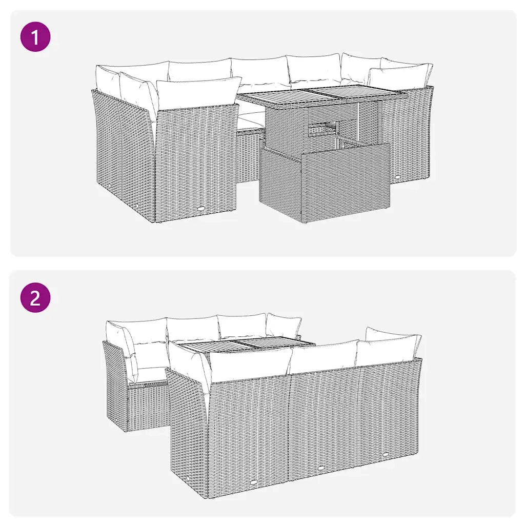 Set Divani da Giardino con Cuscini 7pz Nero Polyrattan 3326891