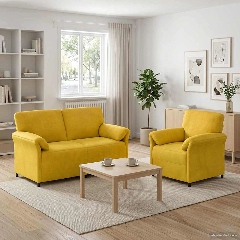 Set di divani 2 pz Giallo Velluto 3424906